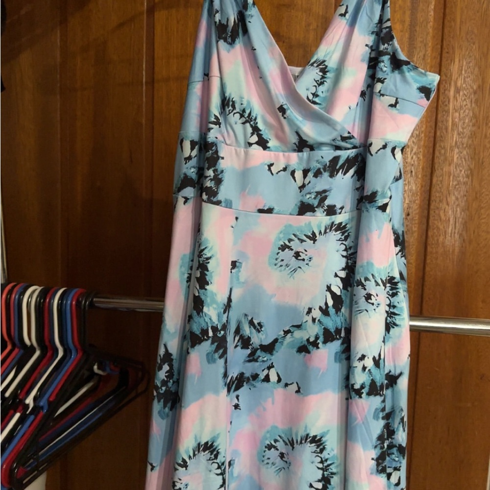 Blue and pink tie dye sundress